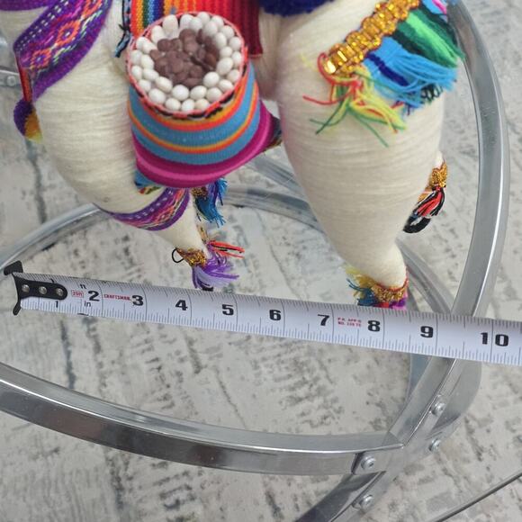Decorative Peruvian Llama Candy Holder 15" Handmade Alpaca Doll Colorful Yarn - Picture 12 of 13